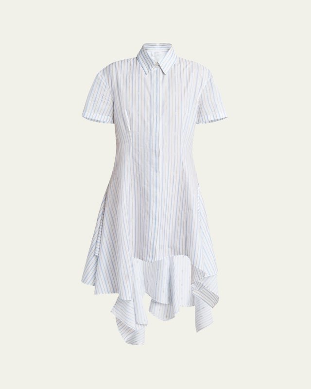 Stripe Skull Embroidered Asymmetric Shirtdress